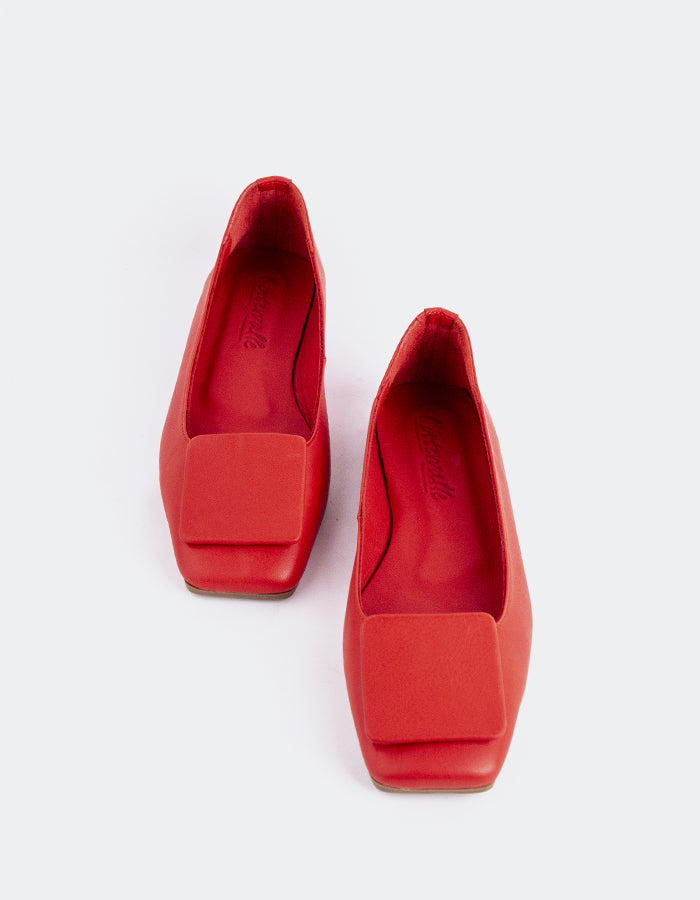 L'INTERVALLE Prianca Ballerine Femme Cuir Rouge