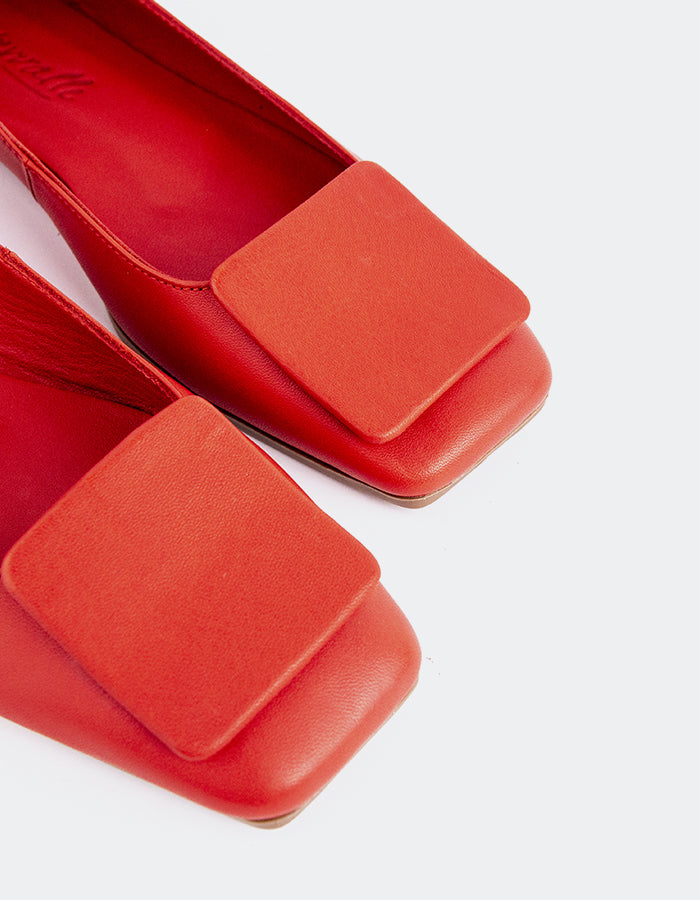 L'INTERVALLE Prianca Ballerine Femme Cuir Rouge