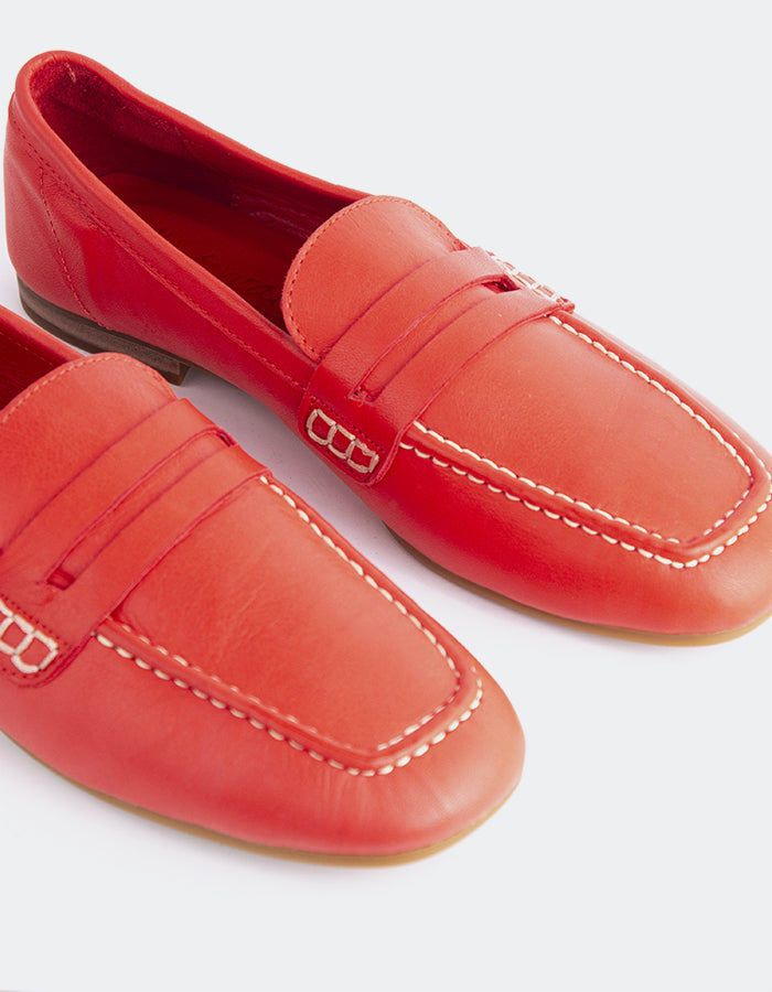 L'INTERVALLE Prism Loafer Femme Rouge Cuir