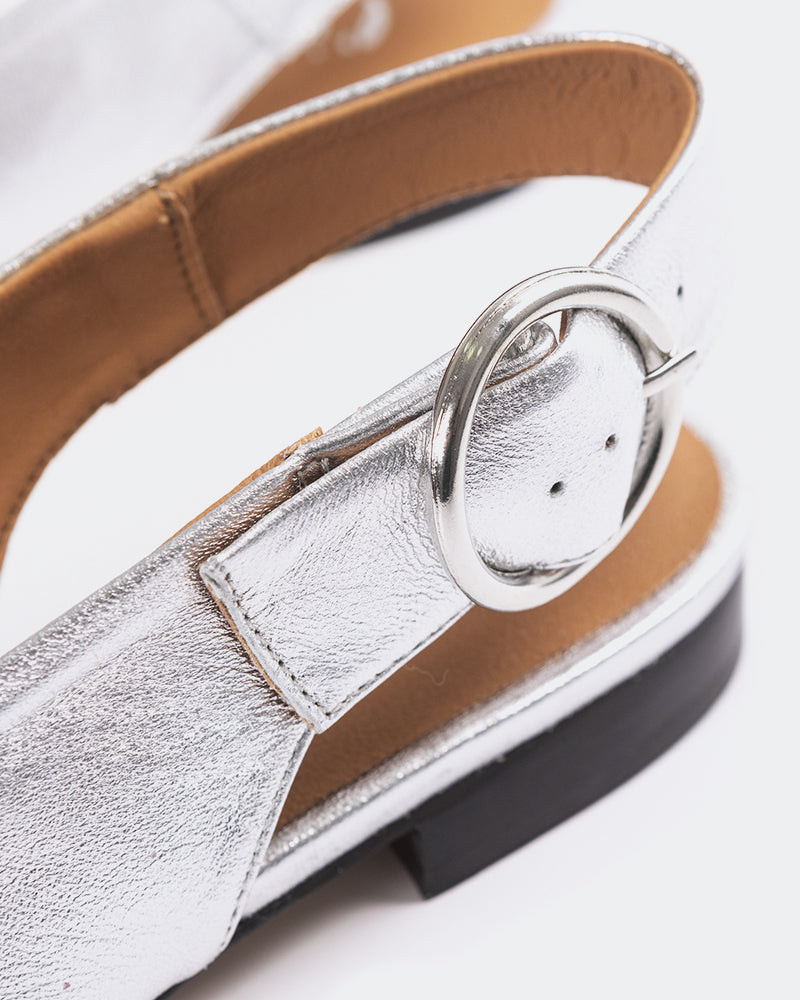 L'INTERVALLE Chaussure pour femmes Quarry Escarpins à Bride Arrière Argent  Cuir