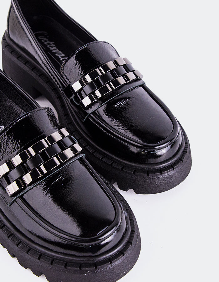 L'INTERVALLE Mocassins pour femme Rafferty Noir Verni