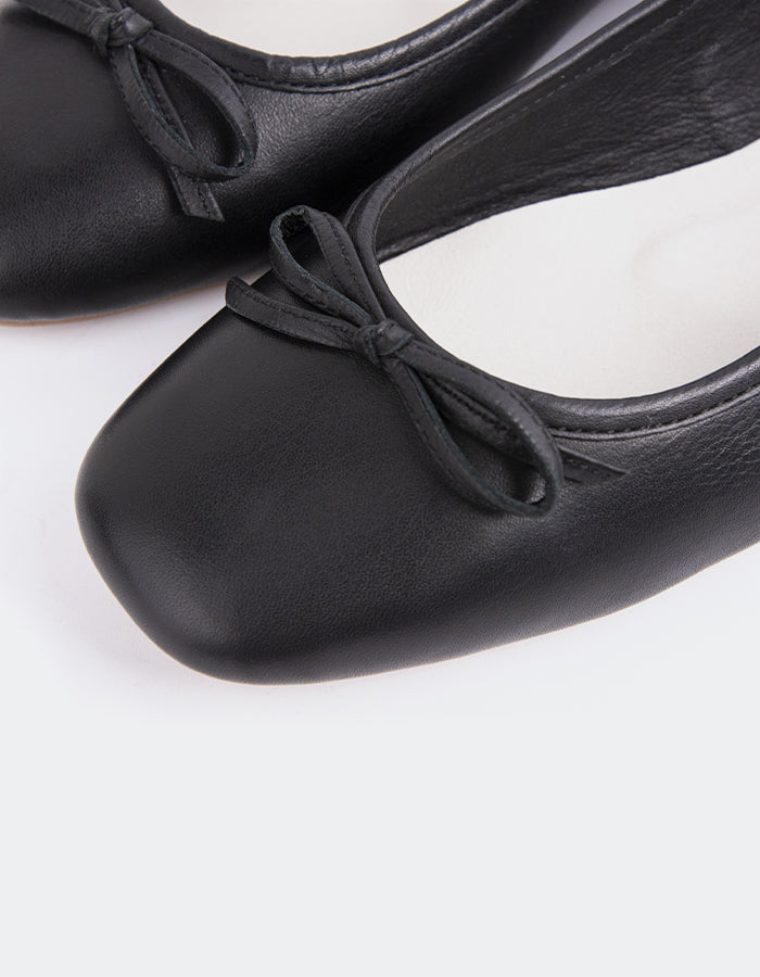  L'INTERVALLE Ramesses Women's Ballerina Flat Shoe Black Leather