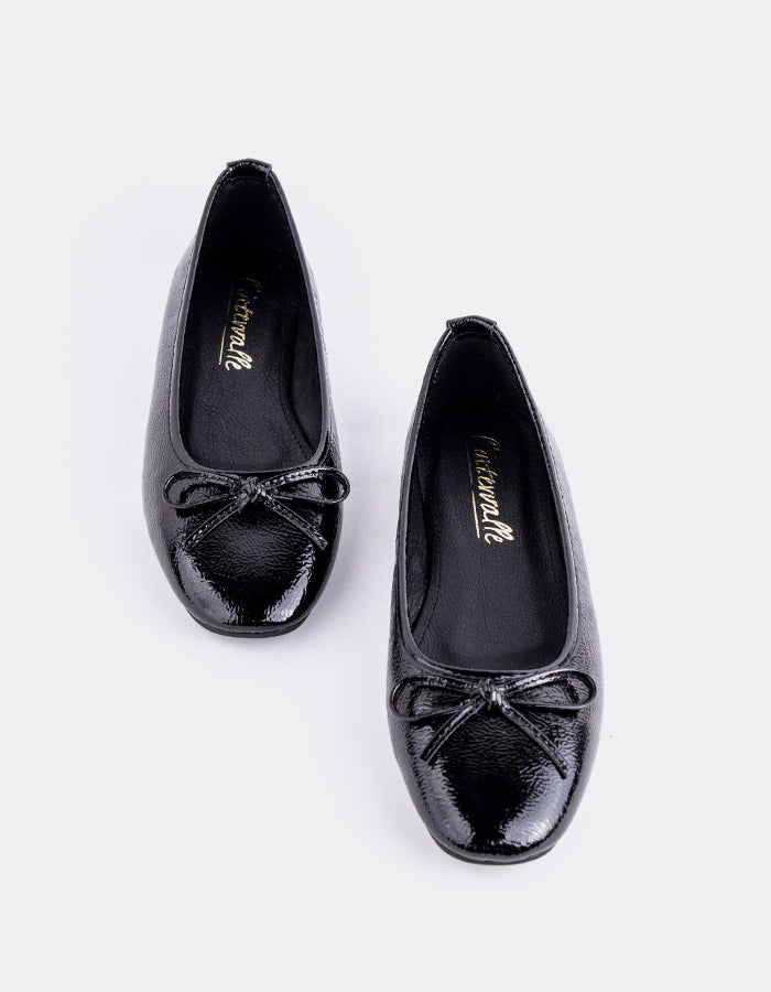 L'INTERVALLE Ramesses Women's Ballerina Flat Shoe Black Patent