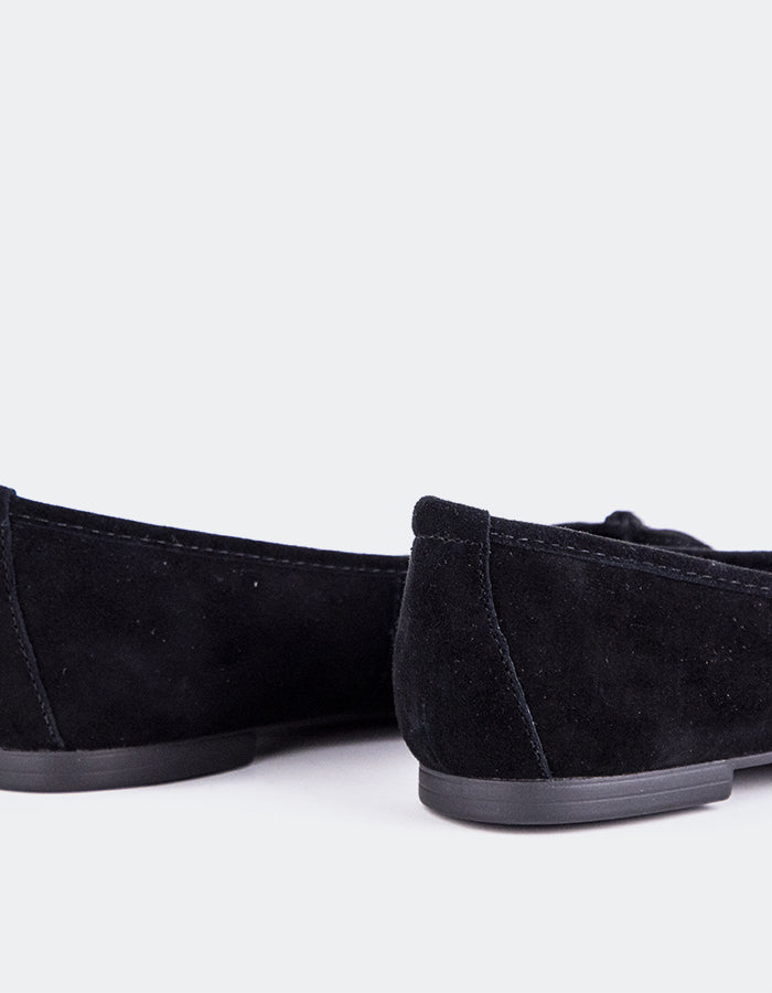 L'INTERVALLE Ramesses Femme Ballerine Chaussure plate Noir Suède