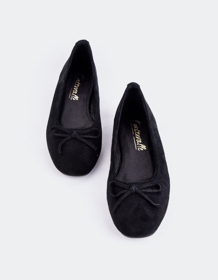 L'INTERVALLE Ramesses Femme Ballerine Chaussure plate Noir Suède