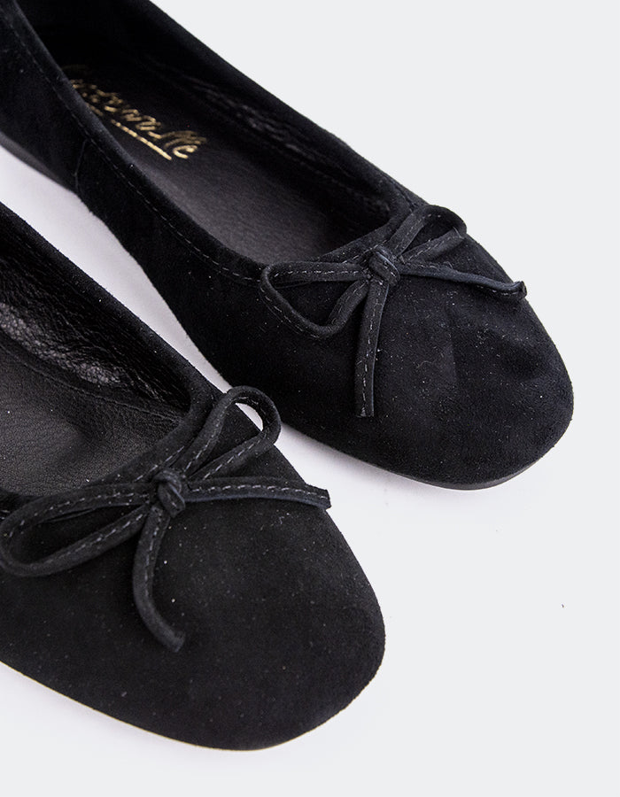 L'INTERVALLE Ramesses Femme Ballerine Chaussure plate Noir Suède