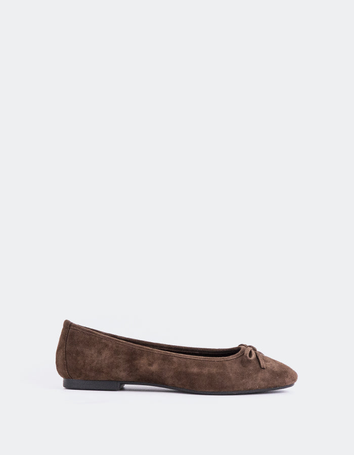 L'INTERVALLE Ramesses Women's Ballerina Flat Shoe Brown Suede