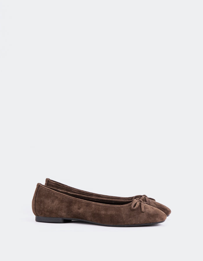L'INTERVALLE Ramesses Women's Ballerina Flat Shoe Brown Suede