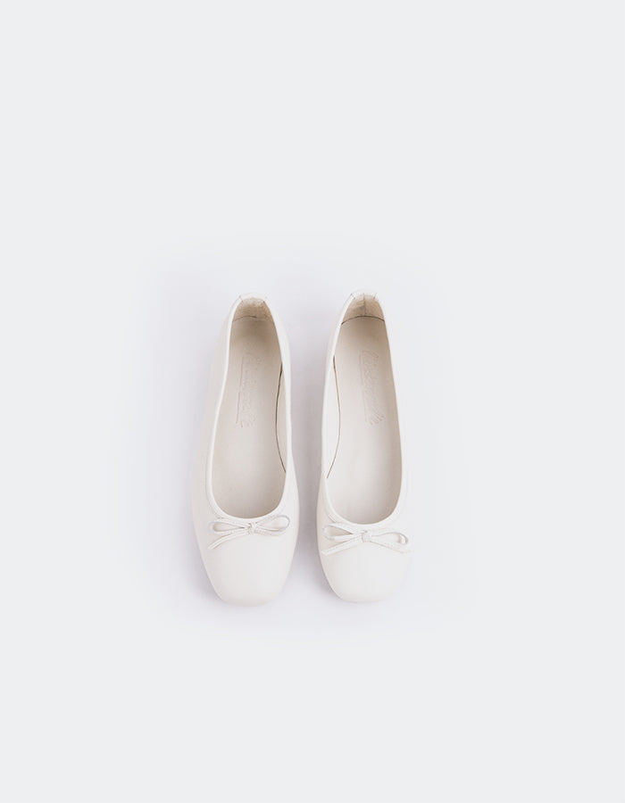  L'INTERVALLE Ramesses Women's Ballerina Flat Shoe Ice/White Leather
