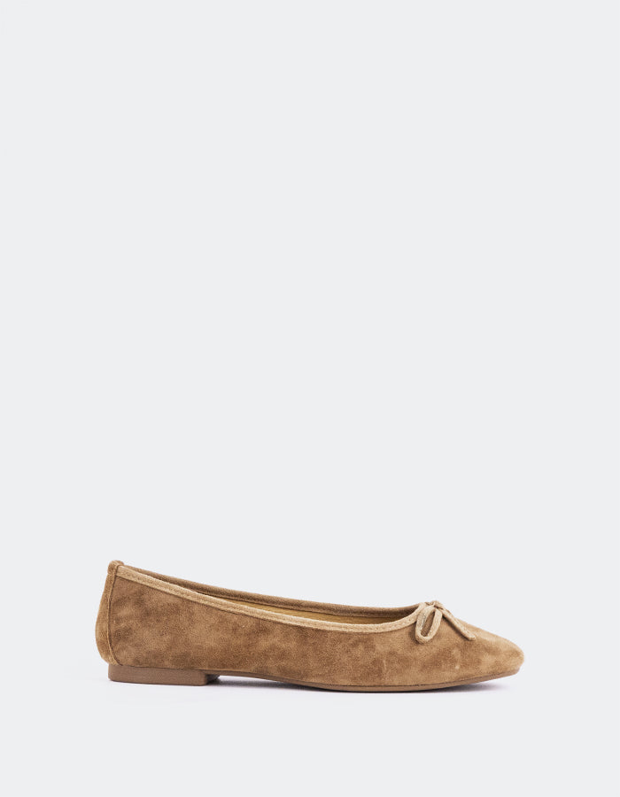 L'INTERVALLE Ramesses Women's Ballerina Flat Shoe Taupe Suede