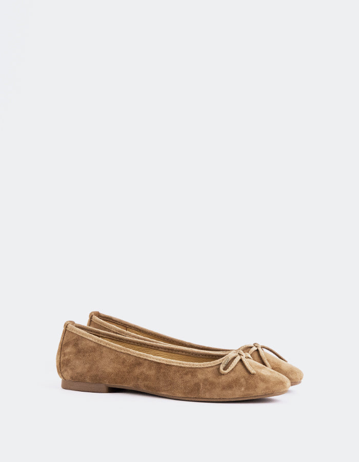 L'INTERVALLE Ramesses Women's Ballerina Flat Shoe Taupe Suede