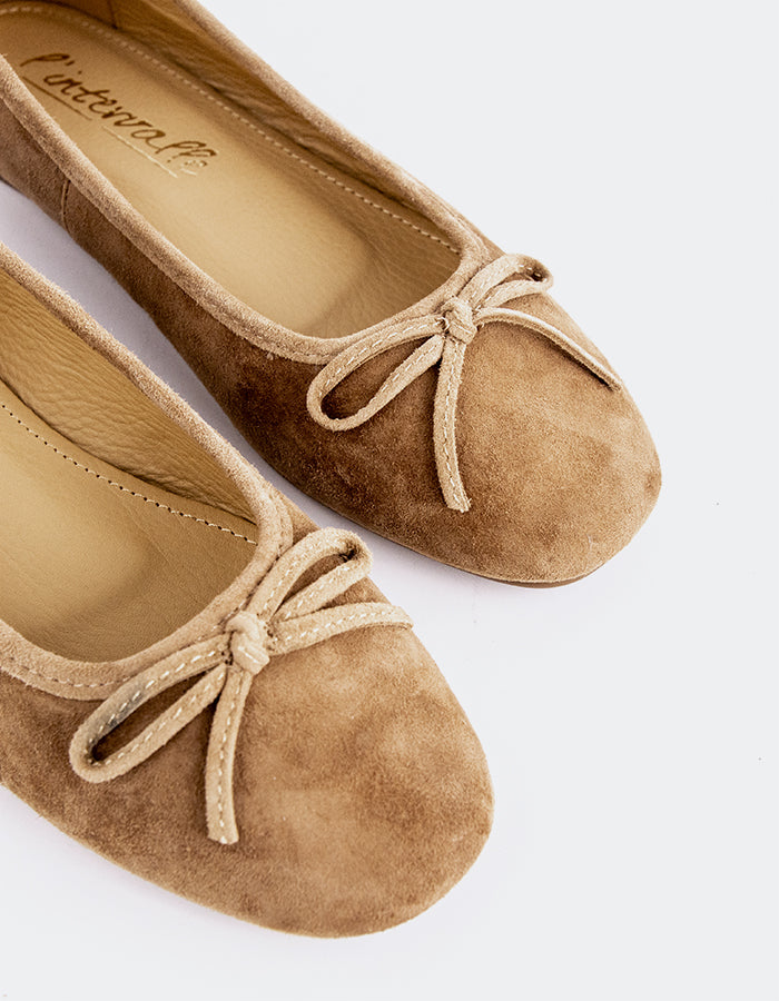 L'INTERVALLE Ramesses Women's Ballerina Flat Shoe Taupe Suede
