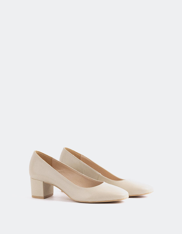 L'INTERVALLE Raynan Women's Shoe Mid Heel Pumps Beige Leather