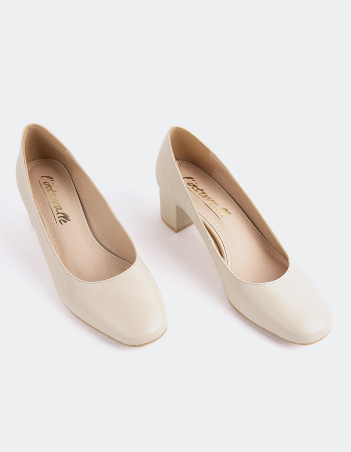 L'INTERVALLE Raynan Women's Shoe Mid Heel Pumps Beige Leather