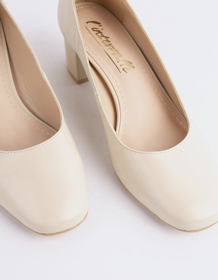 L'INTERVALLE Raynan Women's Shoe Mid Heel Pumps Beige Leather