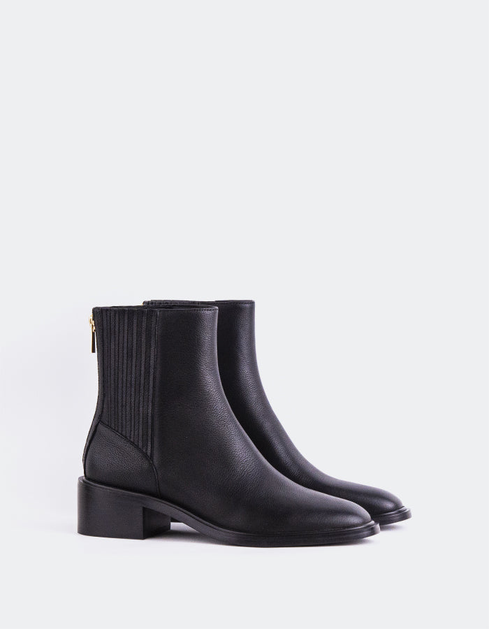 L'INTERVALLE Remie Bottines Chelsea pour femmes Cuir Noir