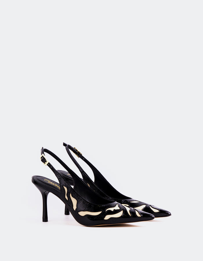 L'INTERVALLE Rhian Women's High-Heel Slingback Shoes Black Naplack