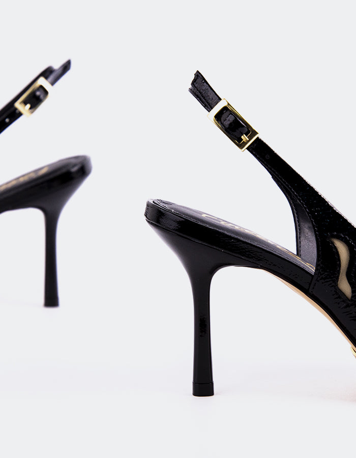 L'INTERVALLE Rhian Women's High-Heel Slingback Shoes Black Naplack