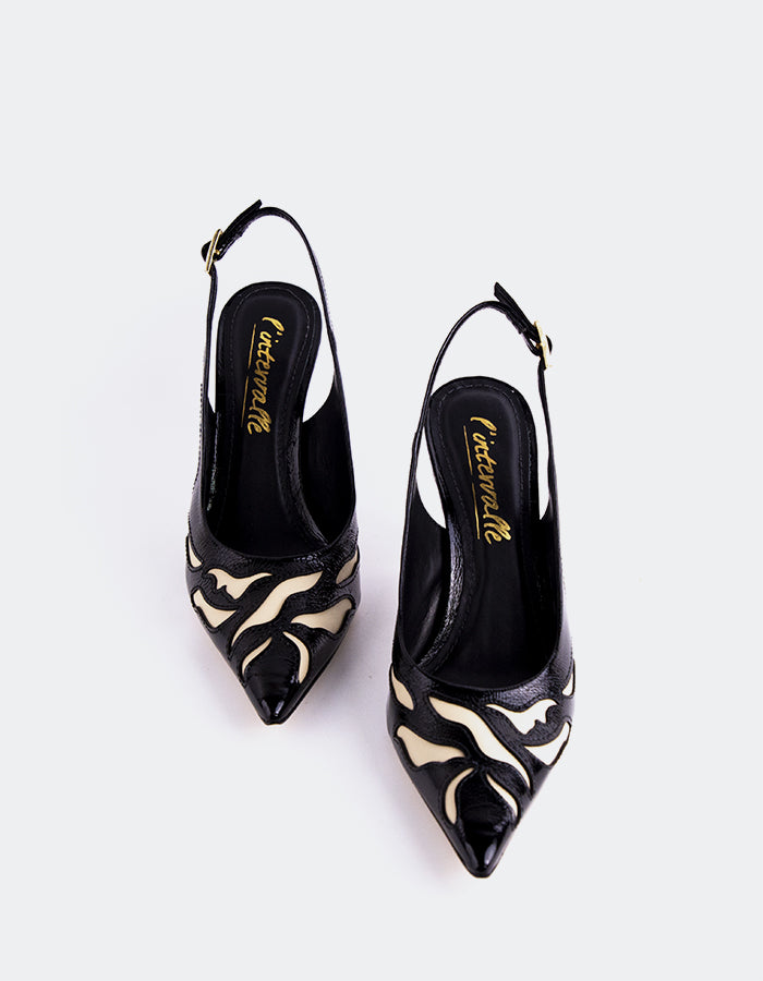 L'INTERVALLE Rhian Women's High-Heel Slingback Shoes Black Naplack