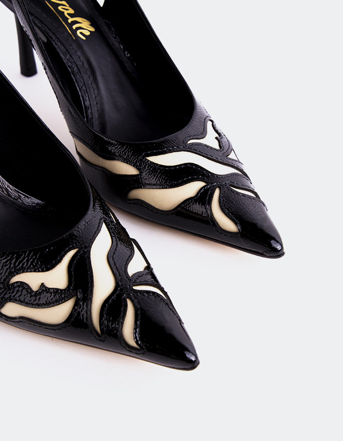 L'INTERVALLE Rhian Women's High-Heel Slingback Shoes Black Naplack