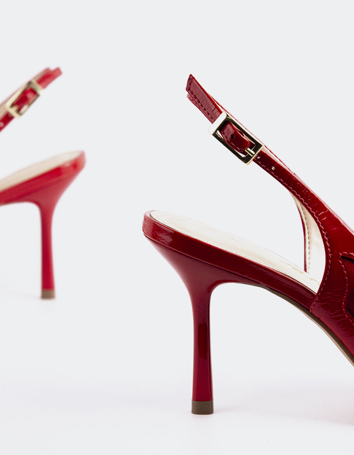 L'INTERVALLE Rhian Femmes Escarpins à Bride Arrière Chaussures Rouge Naplack