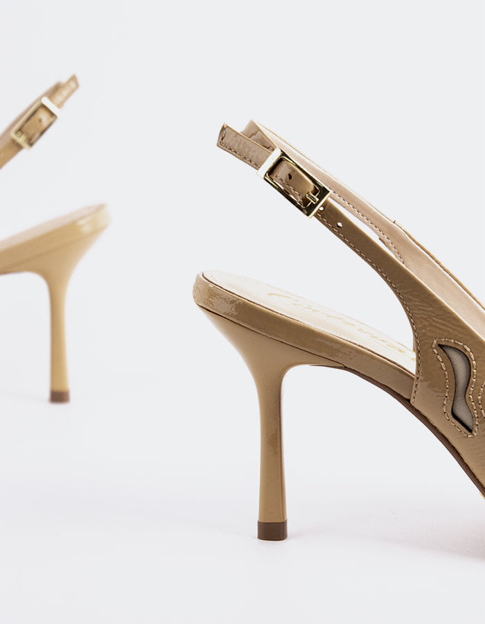 L'INTERVALLE Rhian Women's High-Heel Slingback Shoes Tan Naplack