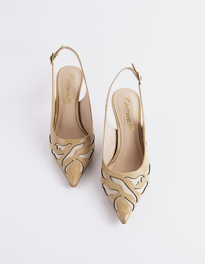 L'INTERVALLE Rhian Women's High-Heel Slingback Shoes Tan Naplack