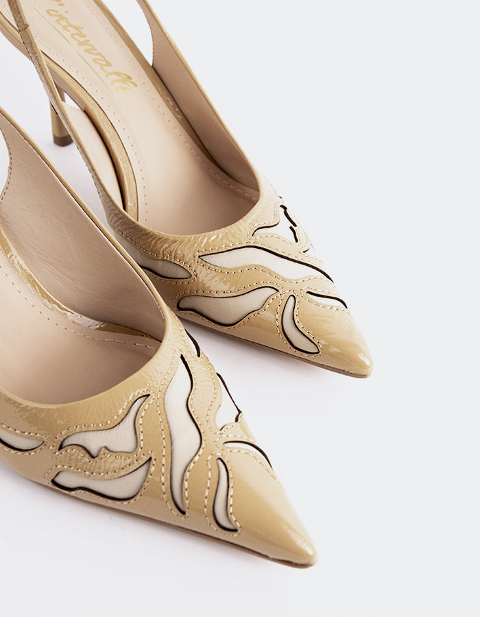 L'INTERVALLE Rhian Women's High-Heel Slingback Shoes Tan Naplack