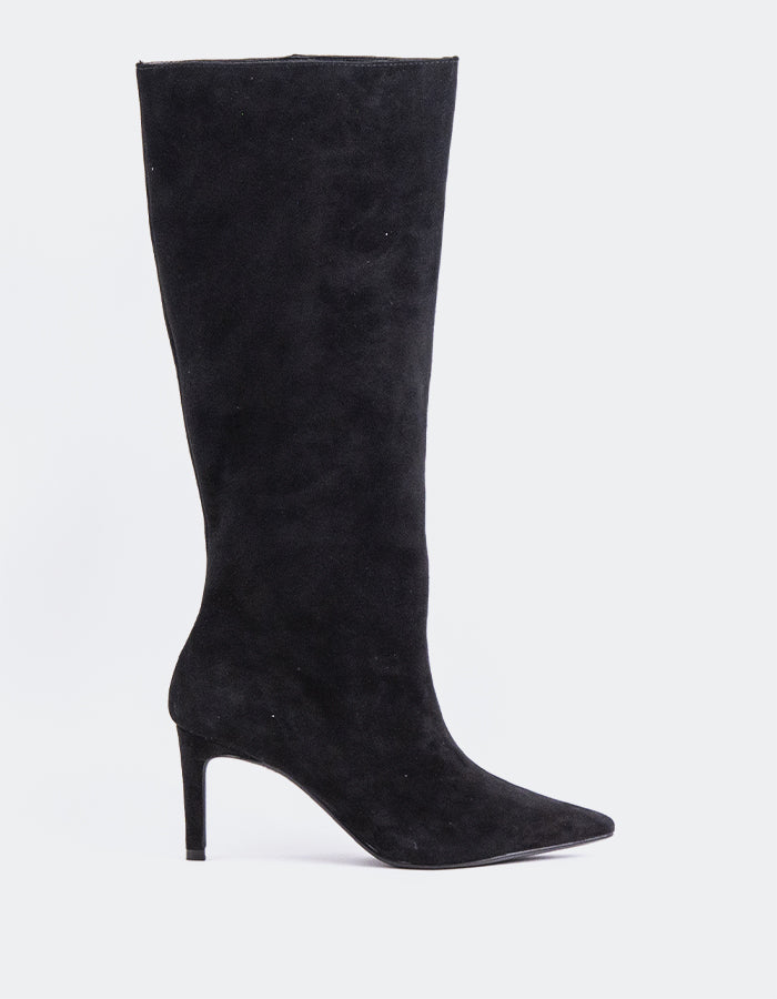 L'INTERVALLE Rhossili Bottes hautes à talons hauts pour femmes Noir Suède