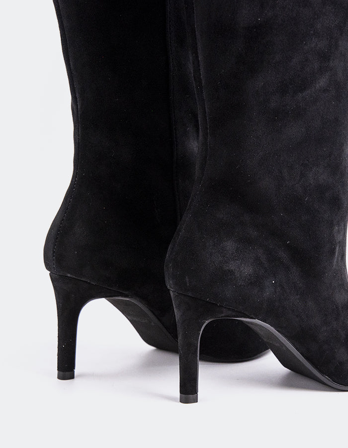 L'INTERVALLE Rhossili Bottes hautes à talons hauts pour femmes Noir Suède