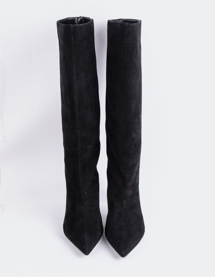 L'INTERVALLE Rhossili Bottes hautes à talons hauts pour femmes Noir Suède