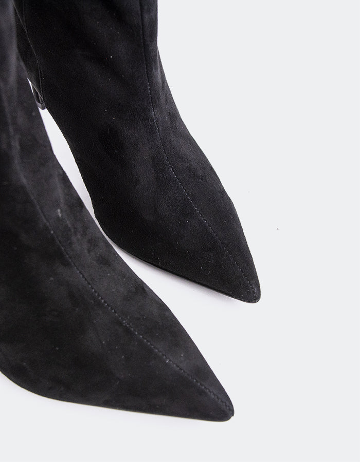 L'INTERVALLE Rhossili Bottes hautes à talons hauts pour femmes Noir Suède