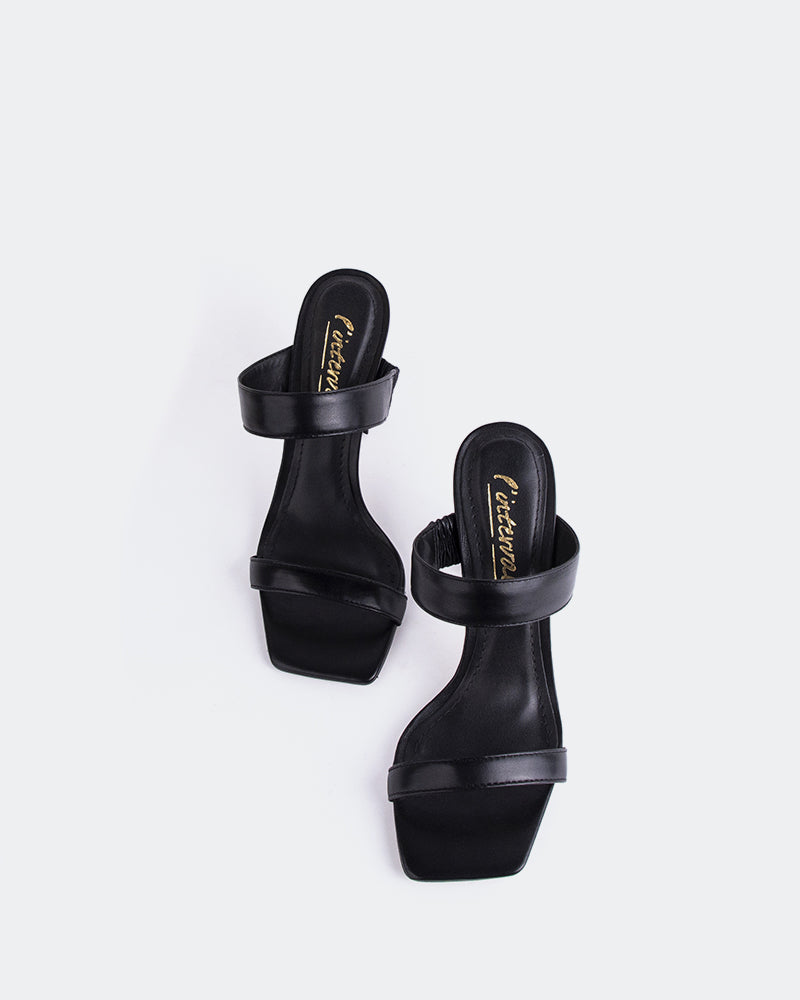 L'INTERVALLE Ricarda Chaussure à talon haut pour femme Sandale Noir Cuir