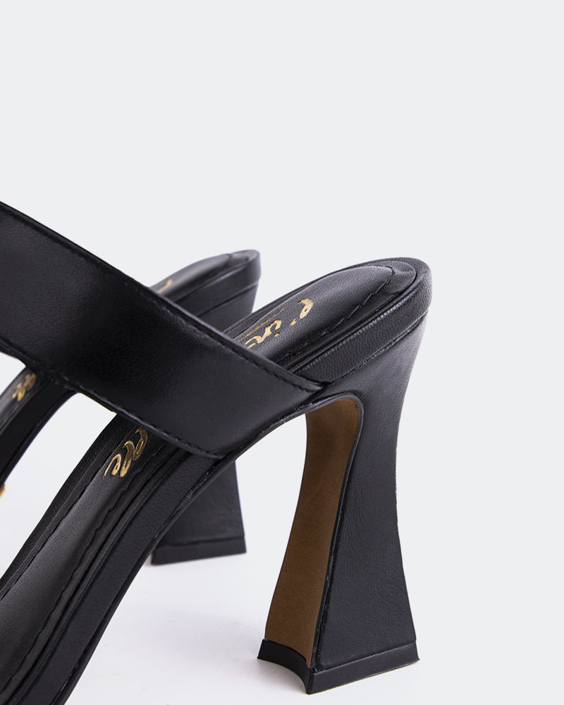 L'INTERVALLE Ricarda Chaussure à talon haut pour femme Sandale Noir Cuir