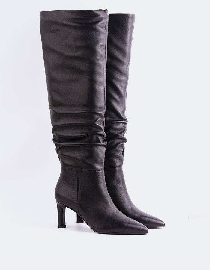 L'INTERVALLE Rigel Women's High-Heel Tall Boots Black Leather