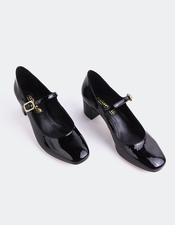 L'INTERVALLE Rosalba Chaussures pour femmes Mary Jane Noir Verni