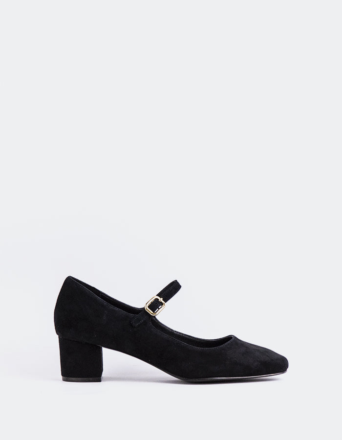L'INTERVALLE Rosalba Chaussures pour femmes Mary Jane Noir Suède