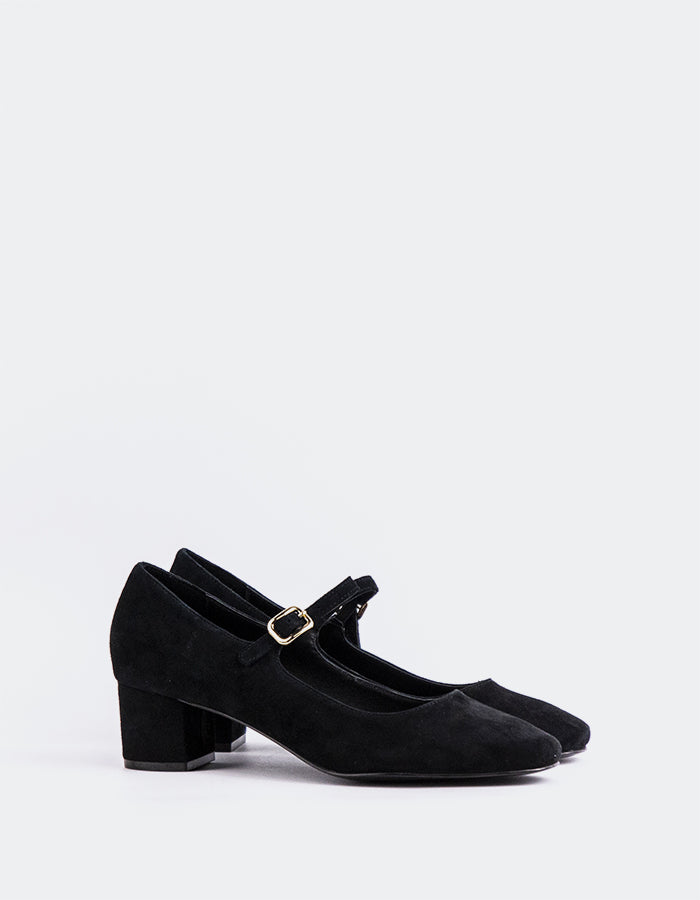 L'INTERVALLE Rosalba Chaussures pour femmes Mary Jane Noir Suède