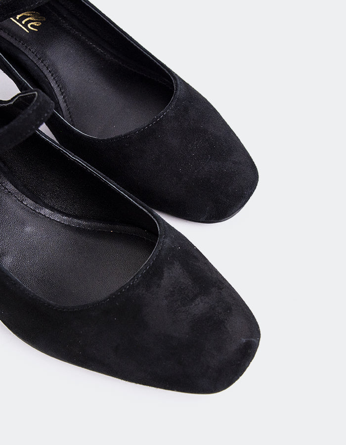 L'INTERVALLE Rosalba Chaussures pour femmes Mary Jane Noir Suède