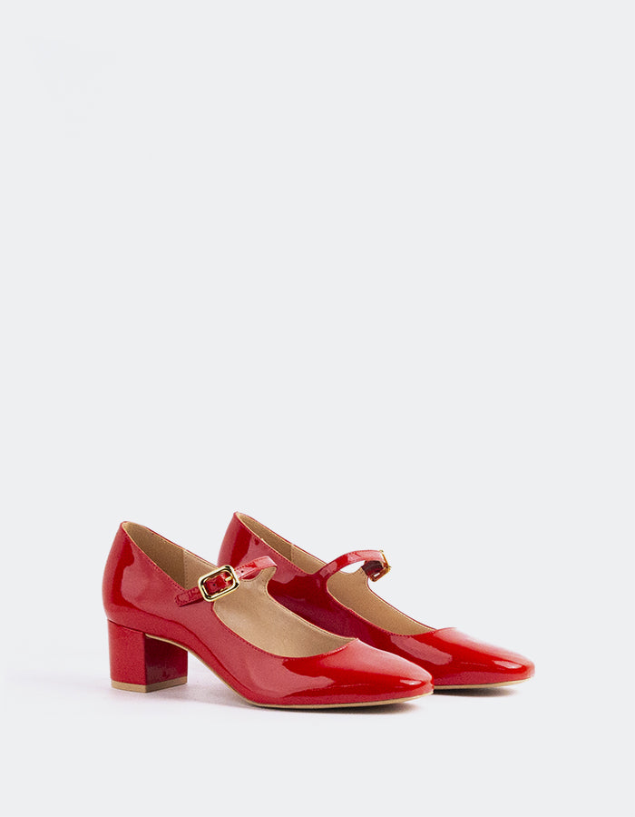 L'INTERVALLE Rosalba Chaussures pour femmes Mary Jane Rouge Verni