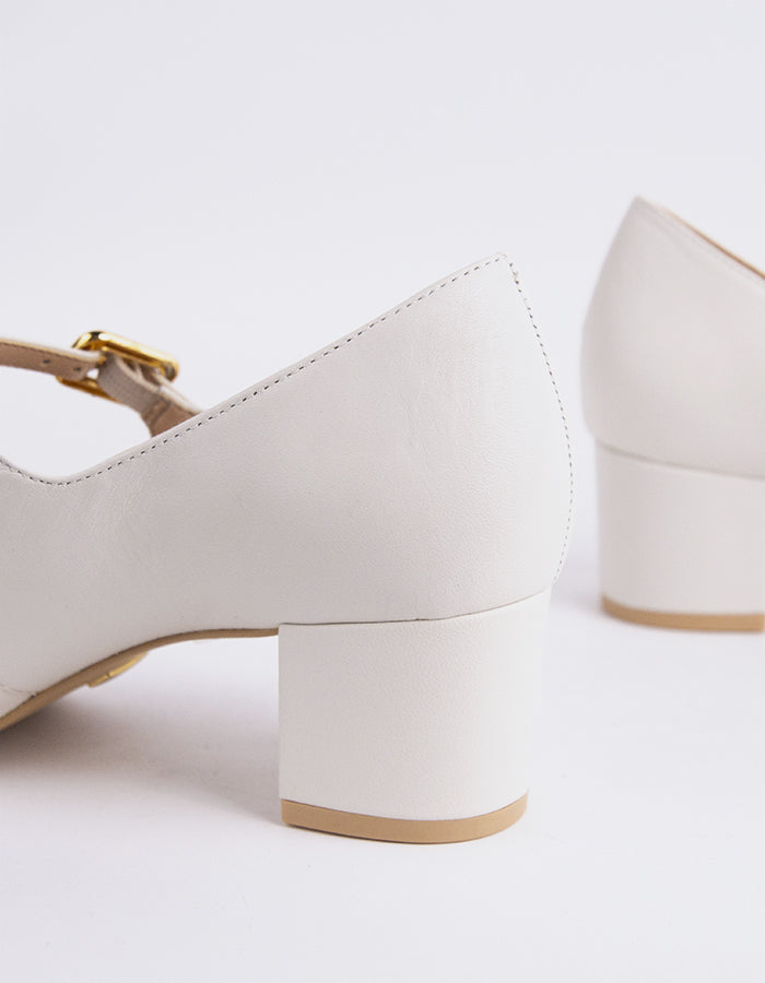 L'INTERVALLE Rosalba Chaussures Femme Mary Jane Cuir Blanc