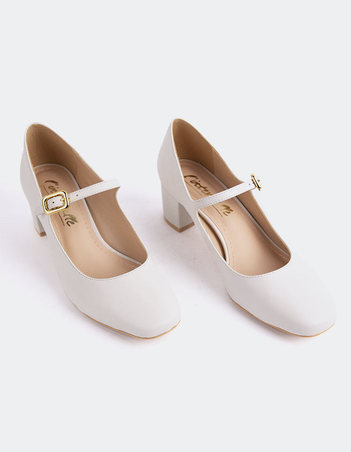 L'INTERVALLE Rosalba Chaussures Femme Mary Jane Cuir Blanc