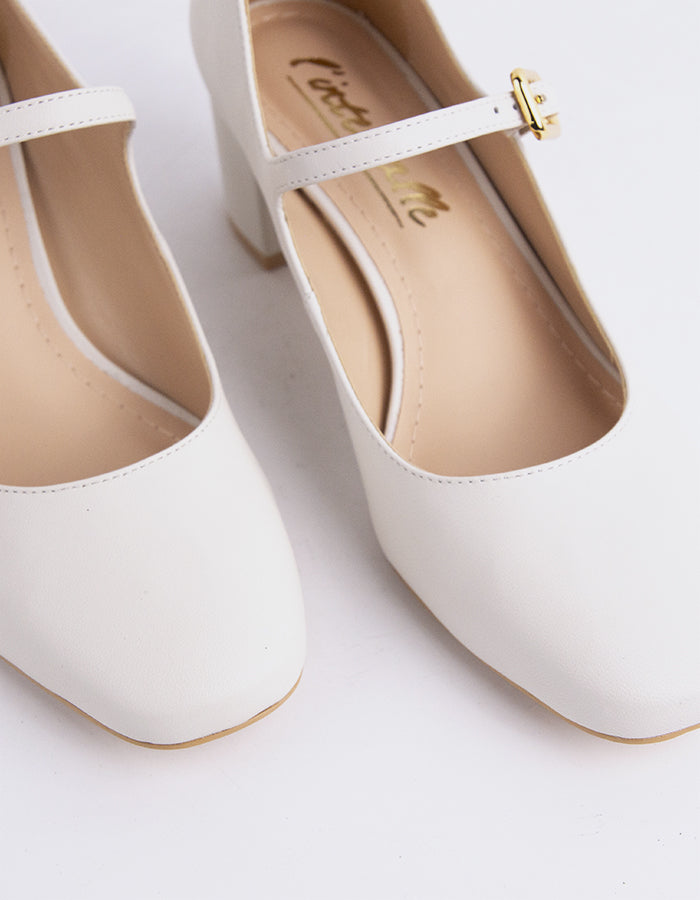 L'INTERVALLE Rosalba Chaussures Femme Mary Jane Cuir Blanc