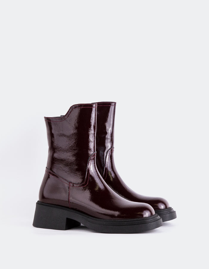 L'INTERVALLE Rosemère Women's Ankle Boots Burgundy Naplack
