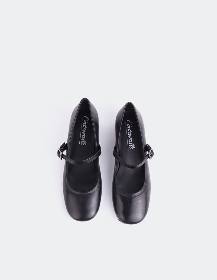 L'INTERVALLE Rosyth Women's Mary-Jane Shoes Black Leather