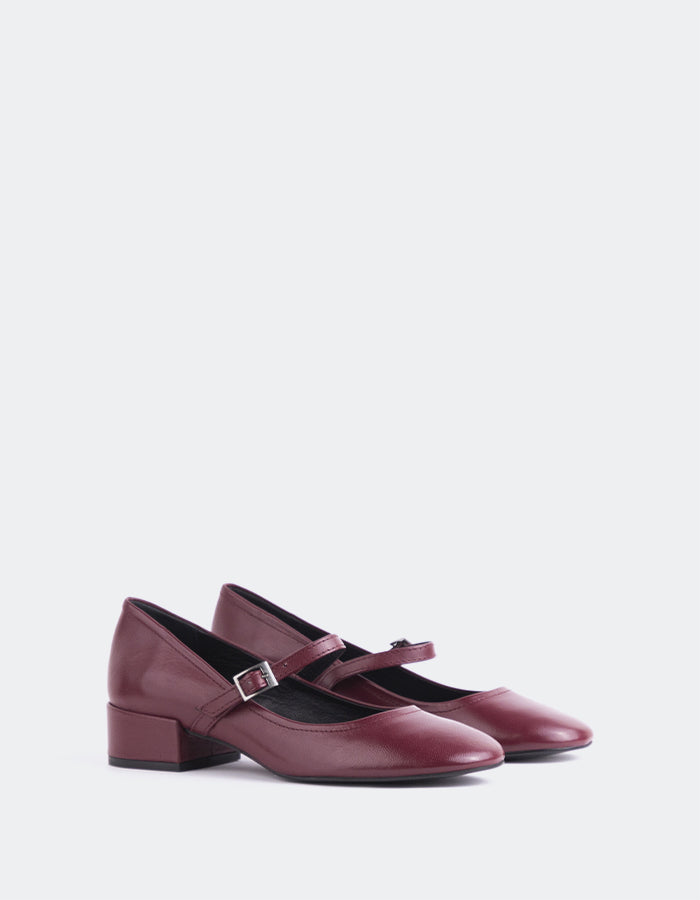 L'INTERVALLE Rosyth Women's Mary-Jane Shoes Burgundy Leather