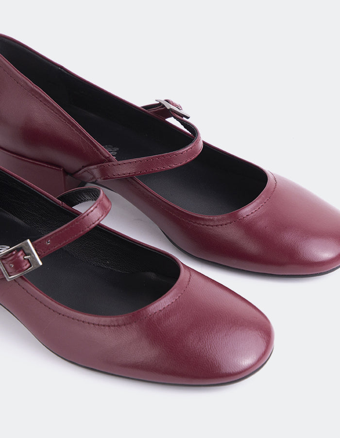 L'INTERVALLE Rosyth Women's Mary-Jane Shoes Burgundy Leather