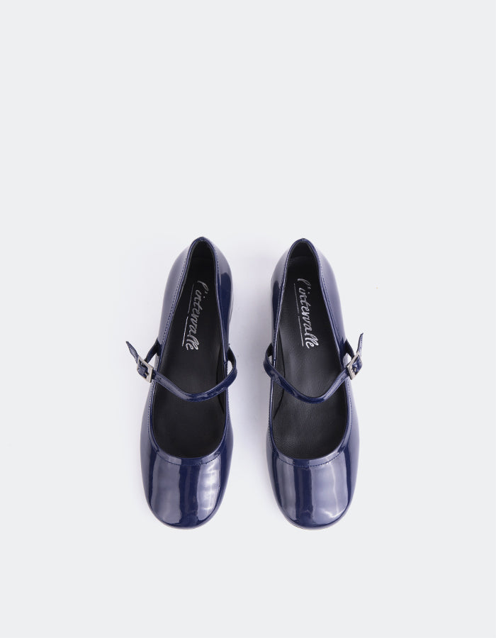 L'INTERVALLE Rosyth Women's Mary-Jane Shoes Navy Patent