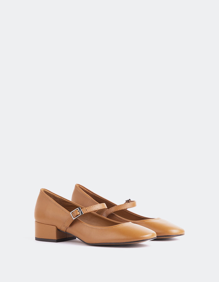 L'INTERVALLE Rosyth Chaussures Mary-Jane pour femme Ocre Cuir