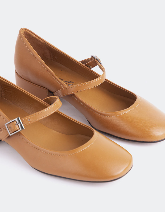 L'INTERVALLE Rosyth Chaussures Mary-Jane pour femme Ocre Cuir